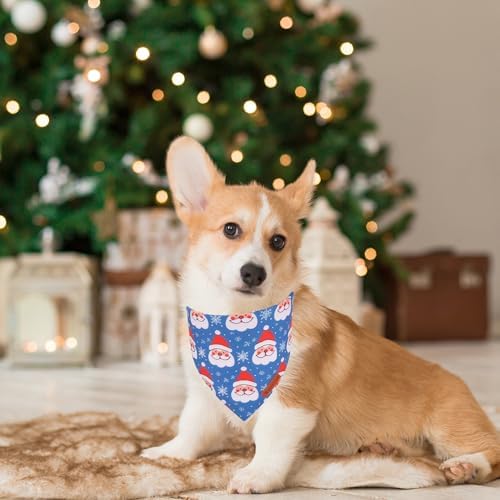 ADOGGYGO Christmas Dog Bandanas 2 Pack, Reversible Triangle Santa Snowman Dog Xmas Scarf, Adjustable Fit Christmas Bandanas Medium Large Dogs Pets (Large, Christmas)