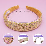 FROG SAC Glitter Headbands for Girls, Gold, Hair Accessories for Little Girl, Sparkly Wide Yellow Hair Band for Kids, Cute Alice Headband for Toddler Children, Thick Sparkle Bling Hairband