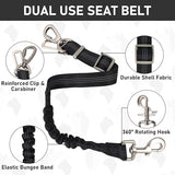 GAMUDA Dog Harness, Collar and Seat Belt Set, Vehicle Safety Harness, Retractable Adjustable Pet Seatbelts with Travel Strap and Carabiner for Most Cars (Black, L)