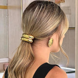 Hair Ties for Women, Gold Metal Hair Cuffs Hair Accessories Elastic Hair Ties Ponytail Cuff Hair Bands for Both Thick Hair and Thin Hair