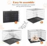 Sweetcrispy Dog Crate with Divider Panel, 42 Inch Double Door Folding Metal Wire Dog Cage with Plastic Leak-Proof Pan Tray, Large XL Pet Kennel for Indoor, Outdoor, Travel