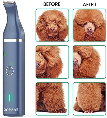 oneisall Dog Clippers with Double Blades,Cordless Small Pet Hair Grooming Trimmer,Low Noise for Trimming Dog's Hair Around Paws, Eyes, Ears, Face, Rump (Teal)