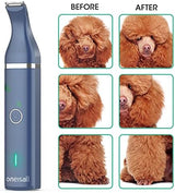 oneisall Dog Clippers with Double Blades,Cordless Small Pet Hair Grooming Trimmer,Low Noise for Trimming Dog's Hair Around Paws, Eyes, Ears, Face, Rump (Teal)