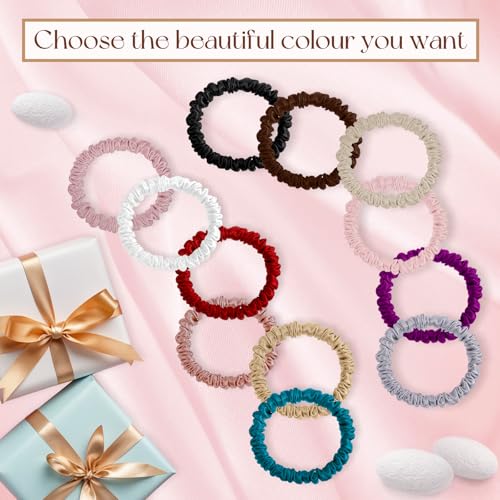 6PCS Silk Hair Ties and Scrunchies for Women & Girls - Black Satin Sleepy Bulk Hair Accessories for Curly, Thick or Thin Hair in Various Sizes
