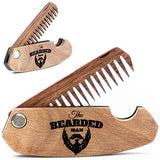 Enjoy The Wood Beard Comb for Men, Folding Pocket Beard Accessories for Men, Engraved Walnut Wooden Comb for Moustache, Beard & Hair - Perfect Gift For Him (Gift for Him (Skull)) (Model BM)