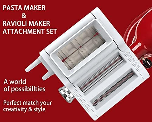ANTREE 3-IN-1 Pasta Attachment & Ravioli Attachment for KitchenAid Stand Mixers, Pasta Maker Accessories included Pasta Sheet Roller, Spaghetti Cutter and Ravioli Maker Attachment