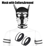 QUYUWOWO Neoprene Dog Full Face Puppy Mask Removable Pup Hood Halloween Mask (White, Mask)