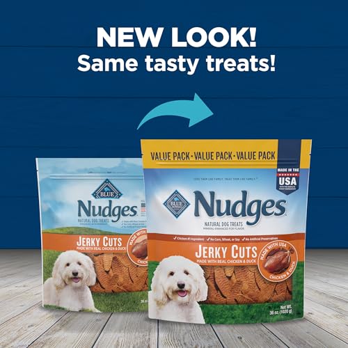 Blue Buffalo Nudges Jerky Cuts Dog Treats, Made in the USA with Natural Ingredients, Chicken & Duck, 36-oz Bag