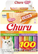 INABA Churu Cat Treats, Lickable, Squeezable Creamy Purée with Vitamin E, 0.5 Ounces per Tube, 100 Tubes Total, Chicken Variety