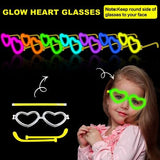 20 Pack Valentines Day Glow Heart Glasses Party Favor Supplies with 80 Glow Sticks & Connectors (for 20 Neon Glasses, 40 Bracelets or 13 Necklaces), Glow in Dark Accessories for Wedding Dance Camping
