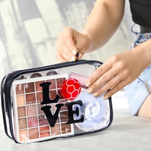 Abbylike 12 Pcs 7 x 4.7 x 2.4'' Soccer Theme Cosmetic Bag Soccer Gifts Accessories for Makeup Clear PVC Soccer Case Toiletry Zipper Pouch for Women Travel Vacation