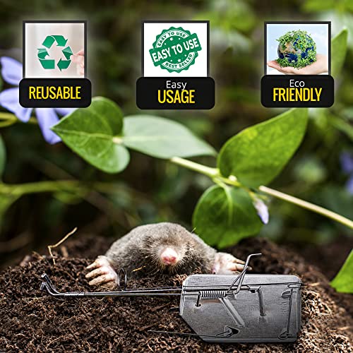 Cinch Mole Trap Deluxe Kit - Medium (2 Packs), Heavy Duty, Reusable Rodent Trapping System, Rust & Weather Resistant, Outdoor Use - for Sports Fields, Yards & More - Personal & Professional-Grade Use