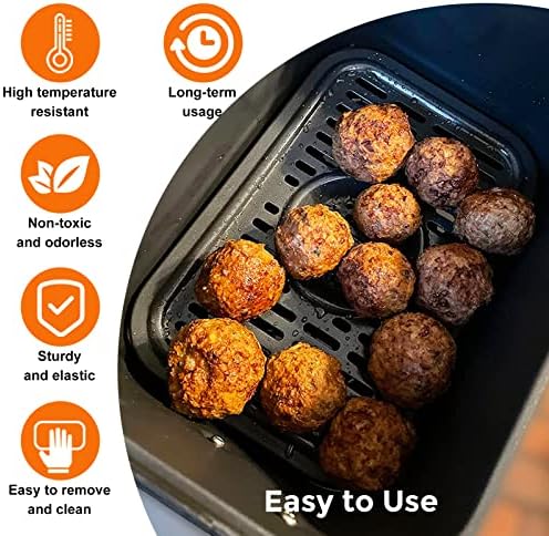 Air Fryer Grill Pan for Ninja Air Fryers, 2 Packs Replacement Air Fryer Crisper Plate Grill Plate Tray Accessories with Rubber Bumpers for Ninja Foodi DZ100 DZ201 and other Air Fryer, Dishwasher Safe