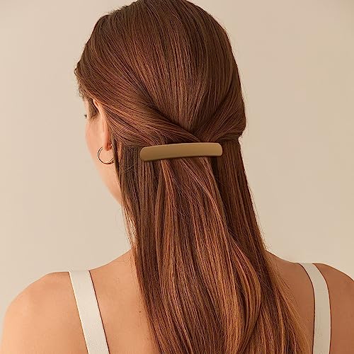 Hair Clips Barrettes for Women: 3 Pcs Matte Flat French Barrette Clips for Thin Fine Short Medium Hair - Neutral Hair Pins, Cute Hair Accessories