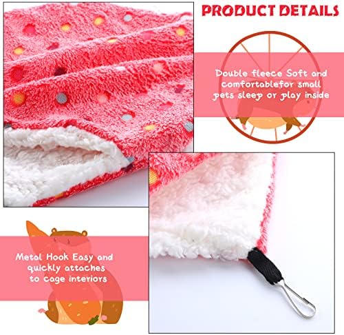 BOAO 2 Pcs Guinea Pig Rat Hammock Guinea Pig Hamster Ferret Hanging Hammock Accessories for Small Animals Chinchilla Parrot Sugar Glider Ferret Squirrel(Rose Color, Blue, Dot Pattern)