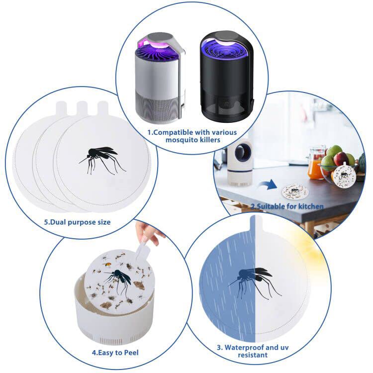 32 Pcs Indoor Mosquito Trap Refill Glue Boards for Mosquito Zapper, Fly Insect Trap Refills Glue Pads for Mosquitoes Lamp, Fit for 4.33" & 4.7" Mosquito Killer, Non-Toxic and Odorless
