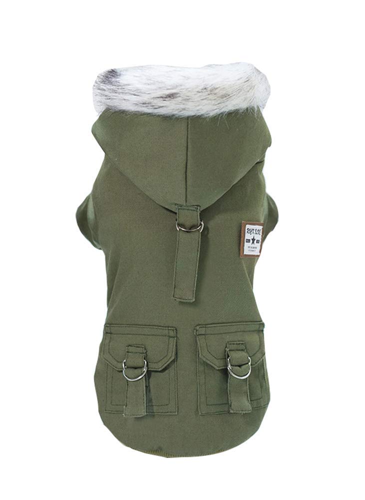 Trudz Pet Dog Hoodies, Rdc Pet Work Clothes, Thickened Dog Overall, Dog Military Uniform, Army Hoodie Sweater, Cotton Jacket Fur Coat for Small Dog & Medium Dog & Cat (Green,XL)