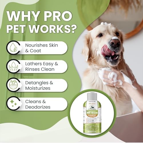 Oatmeal Dog Shampoo & Conditioner 17oz [USA] 5 in 1 Plant-Based Organic Sulfate-Free Soap-Free-Tearless Moisturizer for Dandruff Allergies & Itchy Dry Sensitive Skin-Puppy Grooming [Pro Pet Works]