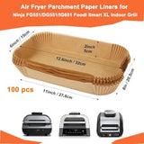 Air Fryer Parchment Paper Liners for Ninja FG551/DG551/IG651 Foodi Smart XL Indoor Grill, 100pcs Air Fryer Liners Disposable, Ninja Air Fryer Liners Foodi Grill Accessories