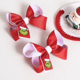 2pack Christmas Green Hair Bow Clips Red Hair Ribbon Barrettes Alligator Hairpin 4.3" for Women Girls Kids Xmas Holiday Dress up Party Costume Decorations Accessories Gift