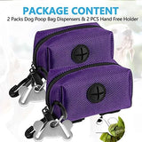 2Packs Dog Poop Bag Holder for Leash Attachment Dog Poop Bag Dispenser Dog Waste Bag Dispensers for Leash Accessory Dog Poop Bag Holders Fits Dog Leash Include Hand Free Holder Metal Carriers, Purple