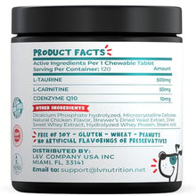 Load image into Gallery viewer, PET LOL Taurine Supplement for Dogs with L-Carnitine and Coenzyme Q10 (CoQ10): Vet Endorsed for Enlarged Heart (DCM), Congestive Heart Failure, Taurine Deficiency: 3-in-1 | Dog Supplements- 120ct
