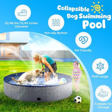 Niubya Portable Dog Pool, Foldable Pet Swimming Pool, Anti-Slip Collapsible Pet Bathtub, Hard Plastic Bath Pool for Pets Dogs and Cats, 80 x 16 Inches