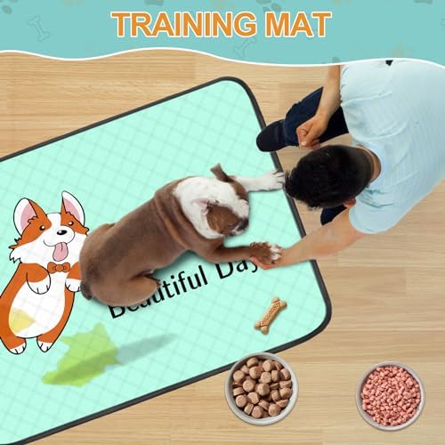 Washable Pee Pads for Dogs 47x32in 2-Pack Thick Reusable Puppy Pads Extra-Absorbent Prevent Leakage Non-Slip for Puppy Playpen, Crate, Whelping Box, Potty Training Reusable,Blue
