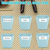 G.CORE Large Pegboard Cups Peg Board Storage Bin 6 Pack with Hooks, Square Box Shape Pegboard Cup Holder Accessories for Garage Workbench/Craft Room/Office/Playroom/Home Kitchen Organization (Blue)