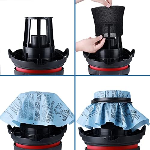 Shop-Vac 90107 Paper Disc Filter and 90585 Foam Sleeve Filter, for Most Shop-Vac Wet/Dry Vacuum Cleaners 5 Gallon and Above, Replacement Parts #9010700, 9013700,9058500, 6 Pack
