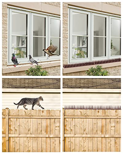 Mjokoj Bird Spikes, 20 Pack Anti Bird Spikes, Bird Spikes for Pigeons and Other Small Birds, Pigeon Spikes for Garden Fence and Wall