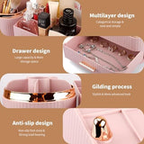Makeup Organizer for Vanity, Cosmetic Display Case with Drawers, Fits Makeup, Skincare Products, Brushes, Lipsticks, and Other Accessories, Versatile Storage Solution (Pink)