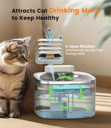 oneisall Wireless Cat Water Fountain, 3.5L/118oz Battery Operated Pet Fountain Stainless Steel, Automatic Cat Drinking Fountain Cordless & Rechargeable with Motion Sensor and Low Noise Running