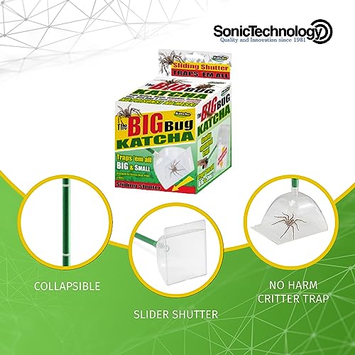 Katcha Acrylic Critter Catcher Live Trap Catcher with Handle for No Harm Trap - Large Plastic Bug Trap, Bug Container & Bug Catcher for Safely Capturing Insects & Pests