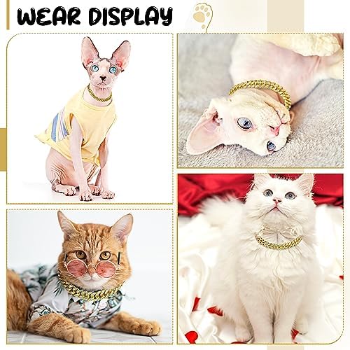 LEIFIDE Dog Chain Collar Diamond Link Dog Collar 12 mm Wide Dog Necklace Metal Cat Chain Pet Crystal Collar Jewelry Accessories for Small Medium Large Dogs Cats (Gold, AB Color, 12 Inch)