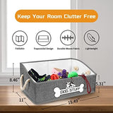 Dog Toy Box, Large Dog Toys Storage with Handle, Fabric Trapezoid Dog Toy Bin, Collapsible Basket Chest Organizer, Perfect for Pet Toys, Blankets, Dog Toys and Accessories,Light Grey