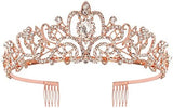 COCIDE Tiara Crystal Crowns Princess Rhinestone Crown with Combs Bride Headbands Bridal Wedding Prom Birthday Party Hair Accessories Jewelry for Women Girls (Rose Gold)