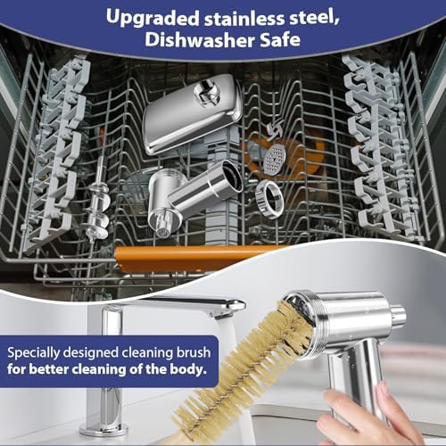 Stainless Steel Food Grinder Attachment for KitchenAid Stand Mixers, Meat Grinder Accessories Including Sausage Stuffer Tubes & Holder, Grinding Plates, Grinding Blades