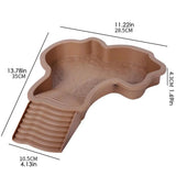 Flushbay Extra Large Reptile Bathing Pool Reptile Feeding Dish Water Bowl with Ramp Aquarium Ornament for Gecko, Snake, Turtle, Bearded Dragon, Lizard Bath (Brown Yellow)