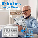 Magnifying Glass for Reading, 10"x 6" Large Lightweight Magnifier with 50 Bright LED Lights Provide Full Book Page Viewing Area Evenly Lit Perfect for Low Vision Person and Seniors Silver