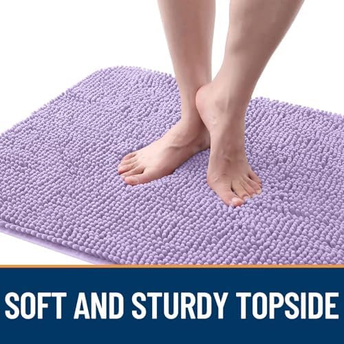 OLANLY Dog Door Mat for Muddy Paws 47x24, Absorbs Moisture and Dirt, Absorbent Non-Slip Washable Doormat, Quick Dry Chenille Mud Mat for Dogs, Entry Indoor Entryway Carpet for Inside Floor, Lavender