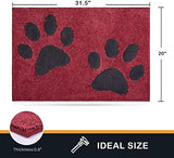 PURRUGS Dirt Trapper Door Mat 20" x 31.5", Non-Skid/Slip Machine Washable Microfiber Entryway Rug, Dog Doormat, Super Absorbent Welcome Mat for Muddy Wet Shoes and Paws, Burgundy Red