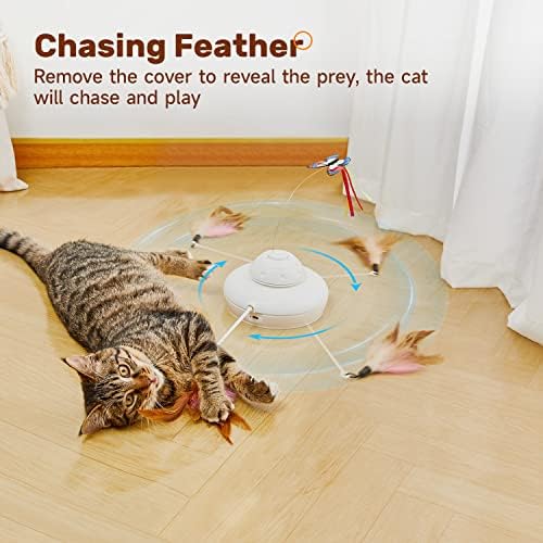 Potaroma Cat Toys Chargeable, 3in1 Hide and Seek for Kittens, Automatic Interactive Play, Fluttering Butterfly, Moving Feather Wand, Indoor Kitty Exercise 22.8 Inches Cover for All Breeds
