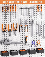 INCLY 278PCS Pegboard Accessories Organizer Kit, Peg Board Hooks Assortment with Bins for Organizing Various Tools, Fit 1/8 or 1/4 inch Pegboard for Hanging Storage, Garage Wall Attachments