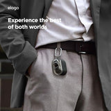 elago Compatible with Samsung Galaxy Buds 3 Case & Galaxy Buds 3 Pro Case, Duo Case with Carabiner, Premium Silicone + TPU Cover, Wireless Charging, Headphone Accessories, for Men, for Women (Black)