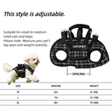 Dog Lift Harness Dog Carrier Adjustable Breathable Vest Straps for Small Medium Pet Treat Bag Fashion Outdoor Hiking (Black XL 19-25lb)