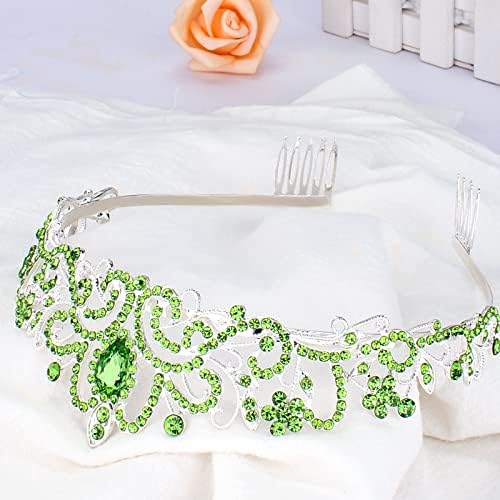 COCIDE Green Tiara and Crowns for Women Crystal Headband Princess Rhinestone with Combs Bride Hairpiece Bridal Wedding Prom Birthday Party Hair Accessories Jewelry for Women and Girls