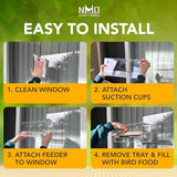 Window Bird Feeder with Strong Suction Cups, (2024) Bird House Window - Squirrel Proof Enhanced Suction, Bird Watching for Cats, Elderly - Clear Bird Feeders for Window Viewing-Bird Feeder Window Tray