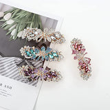 inSowni 4 Pack Luxury Glitter Sparkly Jeweled Gems Korean Decorative Crystal Rhinestone Flower Strong Metal French Barrettes Snap Alligator Hair Clips Headpieces Accessories for Women Girls