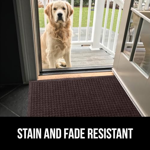 Gorilla Grip Ultra Absorbent Moisture Guard Doormat, Absorbs Up to 1.7 Cups of Water, Stain and Fade Resistant, Spiked Rubber Backing, All Weather Mats Capture Dirt, Indoor Outdoor, 29x17, Coffee